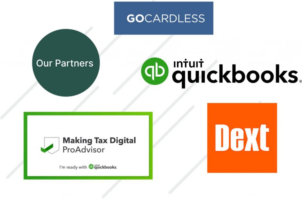 Accounting software partners including Dext, Quickbooks and GoCardless