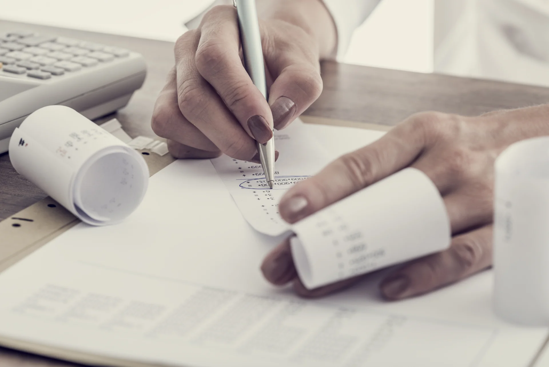 accountant working on her desk